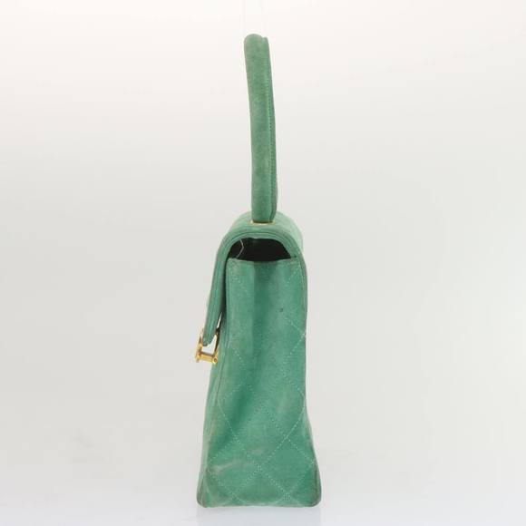 CHANEL Hand Bag Suede Green CC Auth 68731A - Picture 4 of 16
